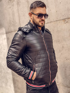 Bolf Herren Gepolsterte Übergangsjacke Schwarz  6191A