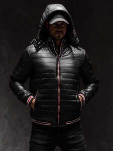 Bolf Herren Gepolsterte Übergangsjacke Schwarz  6191A1