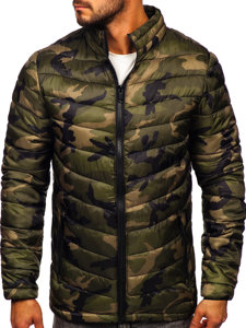 Bolf Herren Gepolsterte Übergangsjacke Sport Jacke Camo Grün SM80