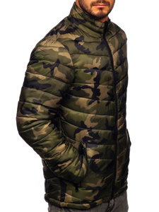 Bolf Herren Gepolsterte Übergangsjacke Sport Jacke Camo Grün SM80