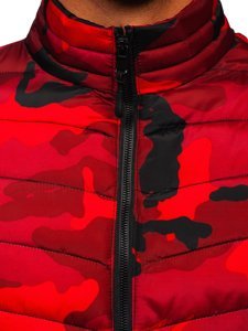 Bolf Herren Gepolsterte Übergangsjacke Sport Jacke Camo-Rot  SM32