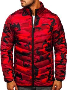 Bolf Herren Gepolsterte Übergangsjacke Sport Jacke Camo-Rot  SM32