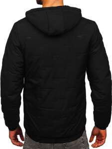 Bolf Herren Gepolsterte Übergangsjacke mit Kapuze Schwarz  5M3116