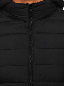 Bolf Herren Gepolsterte Übergangsjacke mit Kapuze Schwarz  5M3197