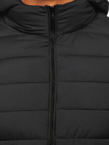 Bolf Herren Gepolsterte Übergangsjacke mit Kapuze Schwarzgrau  5M3197