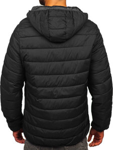 Bolf Herren Gepolsterte Übergangsjacke mit Kapuze Schwarzgrau  5M3197