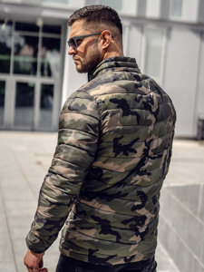 Bolf Herren Gepolsterte Winterjacke Camo Grün  SM80A