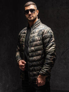 Bolf Herren Gepolsterte Winterjacke Camo Grün  SM80A1