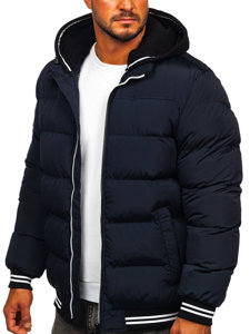 Bolf Herren Gepolsterte Winterjacke Dunkelblau  6883