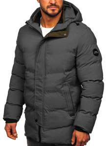 Bolf Herren Gepolsterte Winterjacke Parka Grau  7330