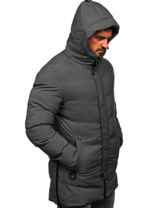 Bolf Herren Gepolsterte Winterjacke Parka Grau  7330