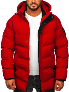 Bolf Herren Gepolsterte Winterjacke Parka Rot  7330