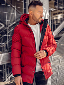 Bolf Herren Gepolsterte Winterjacke Parka Rot  7330