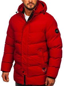 Bolf Herren Gepolsterte Winterjacke Parka Rot  7330