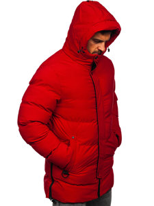 Bolf Herren Gepolsterte Winterjacke Parka Rot  7330