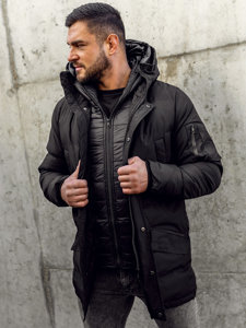 Bolf Herren Gepolsterte Winterjacke Parka Schwarz  5M790