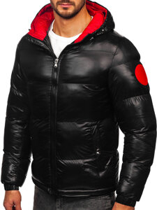 Bolf Herren Gepolsterte Winterjacke Puffer mit Kapuze Schwarz  5M3198