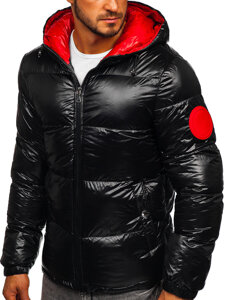 Bolf Herren Gepolsterte Winterjacke Puffer mit Kapuze Schwarz 99311