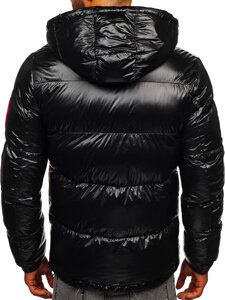 Bolf Herren Gepolsterte Winterjacke Puffer mit Kapuze Schwarz 99311