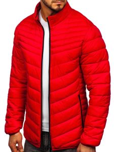 Bolf Herren Gepolsterte Winterjacke Rot  1137