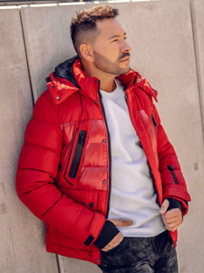 Bolf Herren Gepolsterte Winterjacke Rot  99527