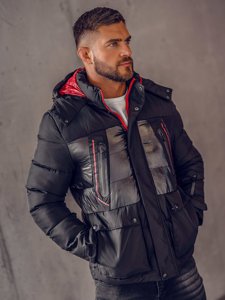 Bolf Herren Gepolsterte Winterjacke Schwarz 99527