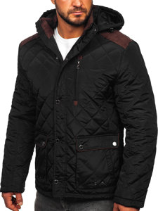 Bolf Herren Gepolsterte Winterjacke Schwarz A5618