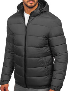 Bolf Herren Gepolsterte Winterjacke Schwarzgrau  31M5037