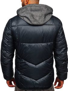 Bolf Herren Gepolsterte Winterjacke Schwarzgrau  B2906