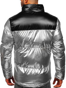 Bolf Herren Gepolsterte Winterjacke Silber 1188