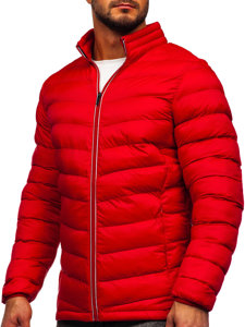 Bolf Herren Gepolsterte Winterjacke Sport Jacke Rot  1100