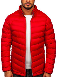 Bolf Herren Gepolsterte Winterjacke Sport Jacke Rot  1100