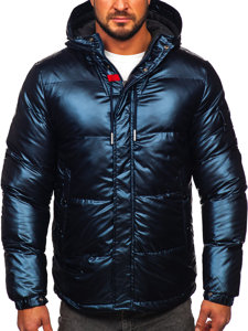 Bolf Herren Gepolsterte Winterjacke Sportjacke Dunkelblau  EX2125