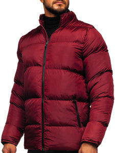 Bolf Herren Gepolsterte Winterjacke Weinrot  0025