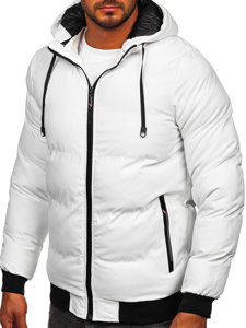 Bolf Herren Gepolsterte Winterjacke Weiß  5M3125