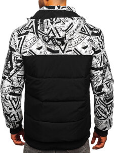 Bolf Herren Gepolsterte Winterjacke mit Motiv Schwarz31M5025