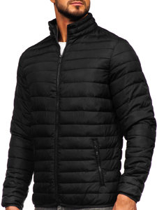 Bolf Herren Geposlterte Übergangsjacke Schwarz  R9002