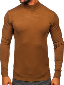 Bolf Herren Halb Rollgragenpullover Basic Braun  W1-1725