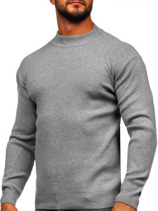 Bolf Herren Halb Rollgragenpullover Basic Grau  S8563