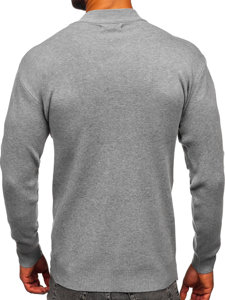 Bolf Herren Halb Rollgragenpullover Basic Grau  S8563