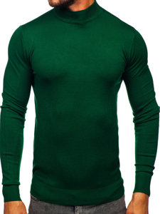 Bolf Herren Halb Rollgragenpullover Basic Grün W1-1725