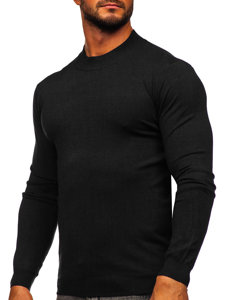 Bolf Herren Halb Rollkargenpullover Basic Schwarz MMB603