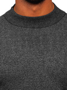 Bolf Herren Halb Rollkragenpullover Basic Anthrazit  S8561