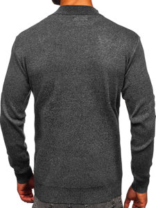 Bolf Herren Halb Rollkragenpullover Basic Anthrazit  S8561