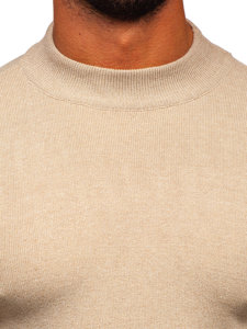 Bolf Herren Halb Rollkragenpullover Basic Beige  S8561