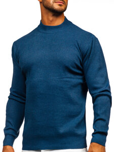 Bolf Herren Halb Rollkragenpullover Basic Dunkelblau  S8519