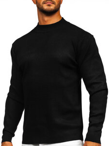 Bolf Herren Halb Rollkragenpullover Basic Schwarz  S8519