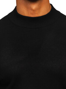 Bolf Herren Halb Rollkragenpullover Basic Schwarz  S8519