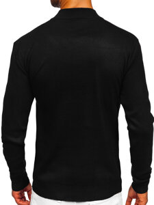 Bolf Herren Halb Rollkragenpullover Basic Schwarz  S8519