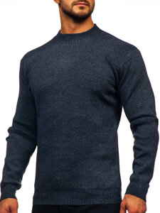 Bolf Herren Halb Rollkragenpullover basic Dunkalblau  S8727